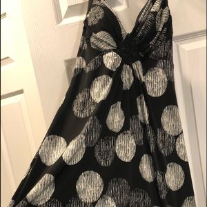 Black & white halter dress.